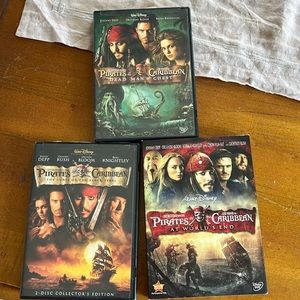 3 dvds of the pirates of the Caribbean